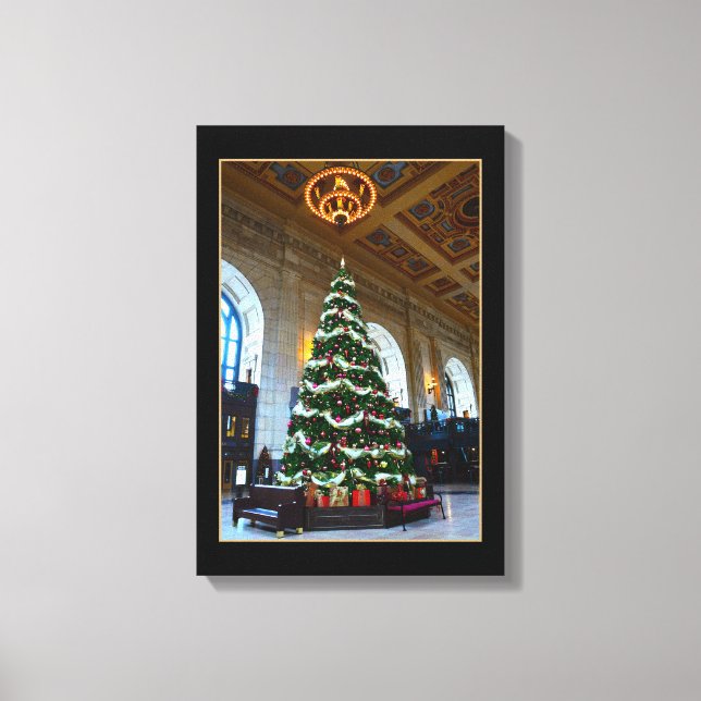 Lienzo Árbol de Navidad de Union Station, Kansas City (Anverso)
