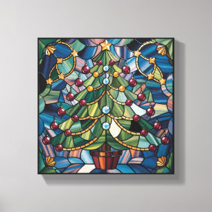 Lienzo Árbol de Navidad de Vidrio Pintado Estilo Tiffany