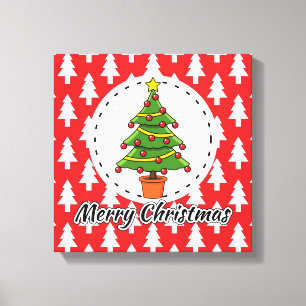 Lienzo Árbol de Navidad en el patrón de las minas rojas -