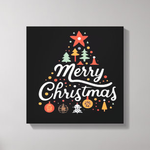 Lienzo Árbol de Navidad Feliz Navidad Clásico