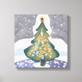 Lienzo Árbol de Navidad | Pintura de invierno acuarela