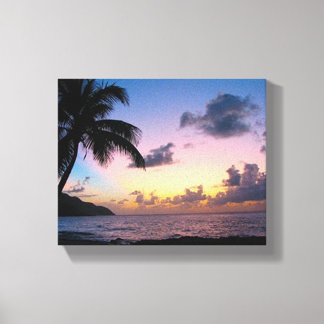 Lienzo Árbol de palmas al atardecer (Anverso)