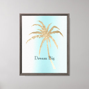 Lienzo Árbol de palmas tropicales de oro blanco Aqua