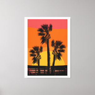 Lienzo Árbol de palmeras de la playa Sunset
