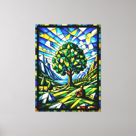 Lienzo Árbol de Serenidad en Vidrio Pintado