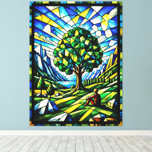 Lienzo Árbol de Serenidad en Vidrio Pintado