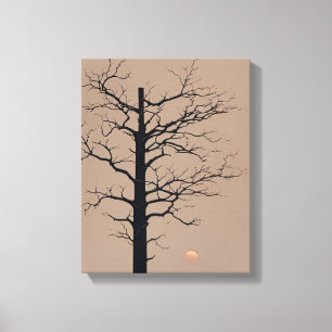 Lienzo Árbol de siluetas al atardecer