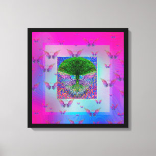 Lienzo Árbol de vida y alas del arcoiris