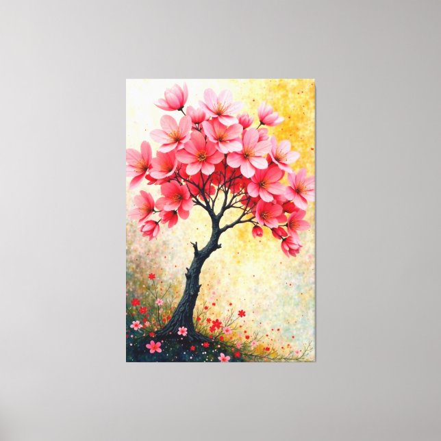 Lienzo Árbol en flor (Anverso)