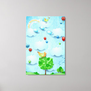 Lienzo Árbol grande y peces voladores