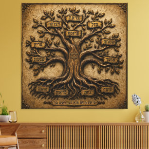 Lienzo Árbol Judío de la Vida Bendiciones Hebreas 