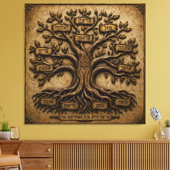 Lienzo Árbol Judío de la Vida Bendiciones Hebreas  (Insitu (Sala de estar))