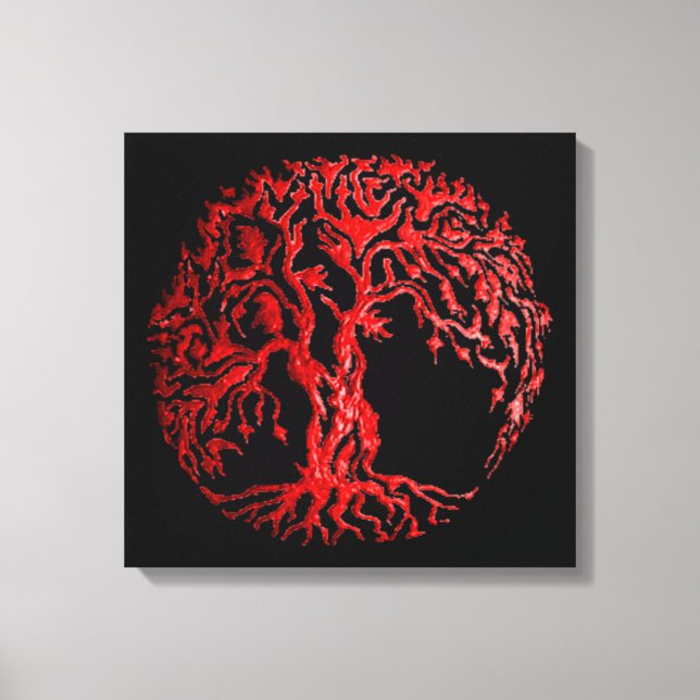 Lienzo Árbol Mehndi de la vida (Henna) (Rojo) (Anverso)