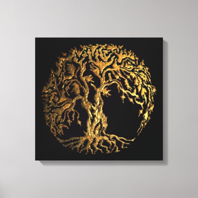 Lienzo Árbol Mehndi de la Vida (Oro) (Anverso)