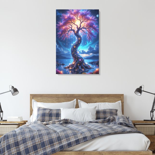Lienzo Árbol místico de vida y jardín celeste (Insitu(Dormitorio))