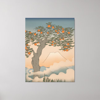 Lienzo Árbol Naranja de Japón en la niebla