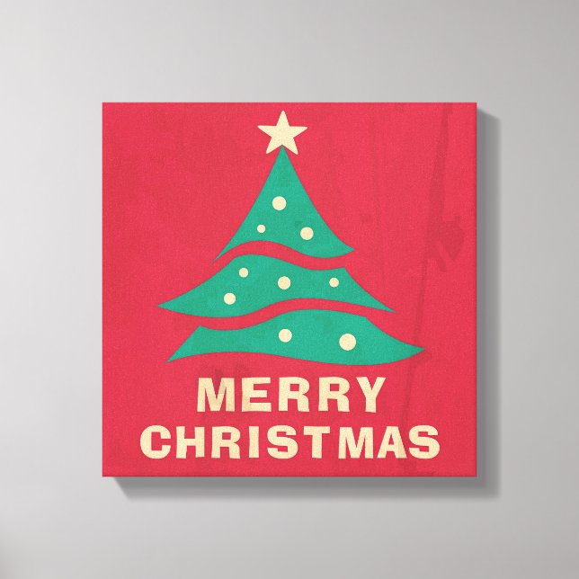 Lienzo Árbol retro navideño (Anverso)