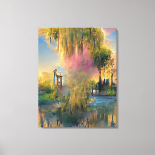 Lienzo Árbol salvaje del futuro al atardecer