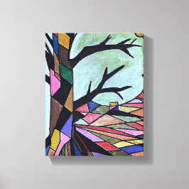 LIENZO ÁRBOL SOLITARIO A LA LUZ DE LA LUNA