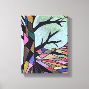 LIENZO ÁRBOL SOLITARIO A LA LUZ DE LA LUNA