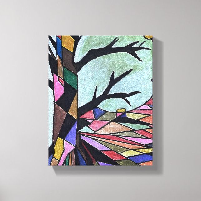 LIENZO ÁRBOL SOLITARIO A LA LUZ DE LA LUNA (Anverso)