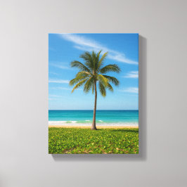 Lienzo Árbol tropical de palmeras en la costa oceánica