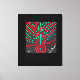 Lienzo Árbol verde rojo y azul turquesa