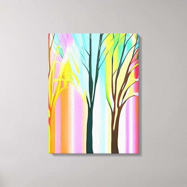 Lienzo Árboles abstractos en pasteles multicolores (Anverso)
