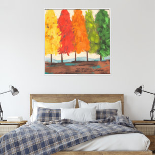 Lienzo Arboles Coloridos Paisaje Artístico
