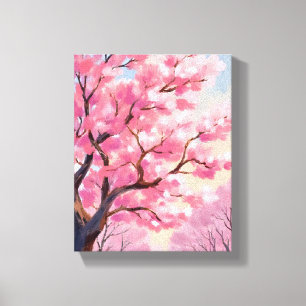 Lienzo Árboles de Flor de Cerezo Pintura Floral Rosa
