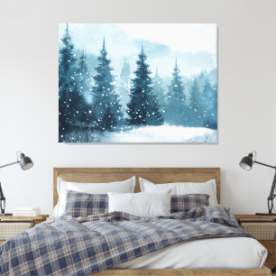 Lienzo Árboles de Navidad Nevados 