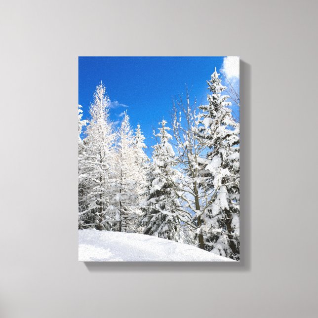 Lienzo Árboles de nieve bajo un cielo azul claro (Anverso)