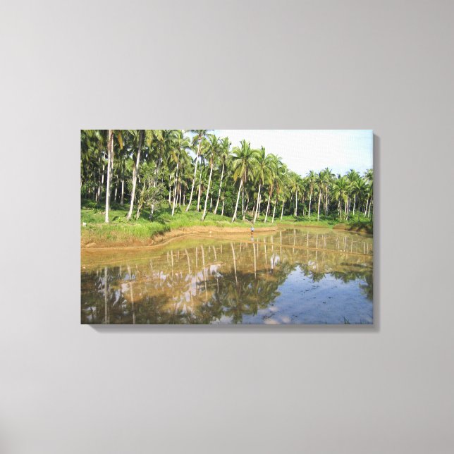 Lienzo Árboles de palmas reflejados (Anverso)