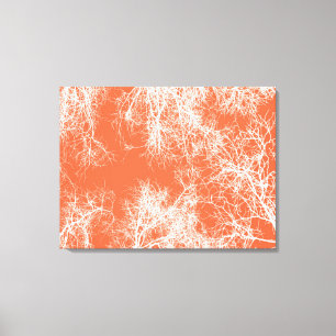 Lienzo árboles naranjas y blancos