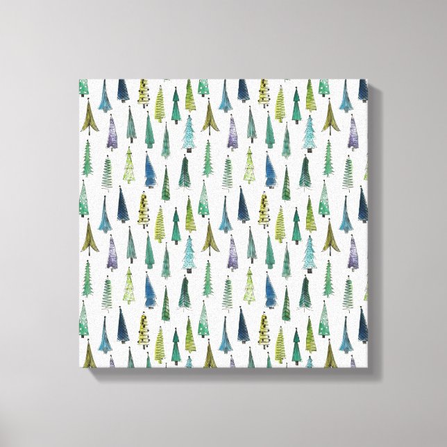 Lienzo Árboles navideños divertidos (arte ilustrado lindo (Anverso)