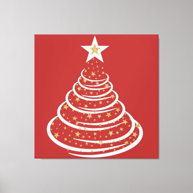 Lienzo Árboles navideños minimalistas Purpurinas de oro (Anverso)