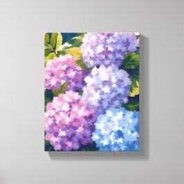 Lienzo Arbusto de Hortensia Morada | Pintura Acuarela Flo