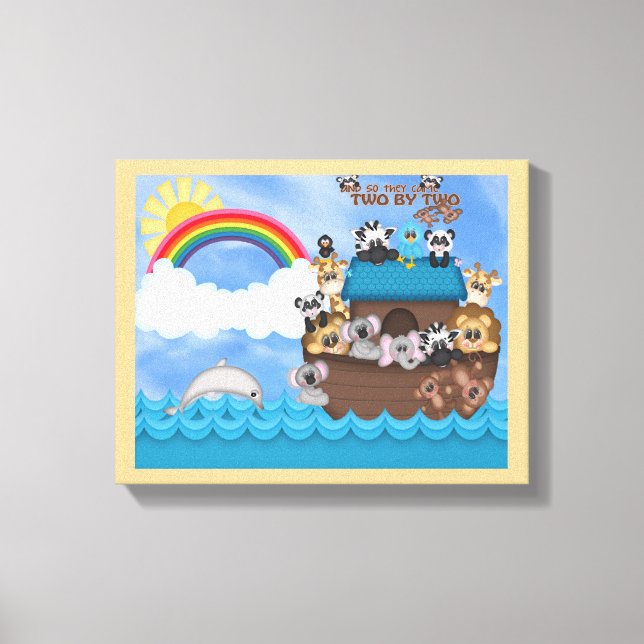 Lienzo Arca de animales Noas dos por dos grandes inundaci (Anverso)