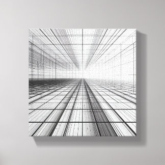 Lienzo architectural grid perspective, 3D wireframe art, 