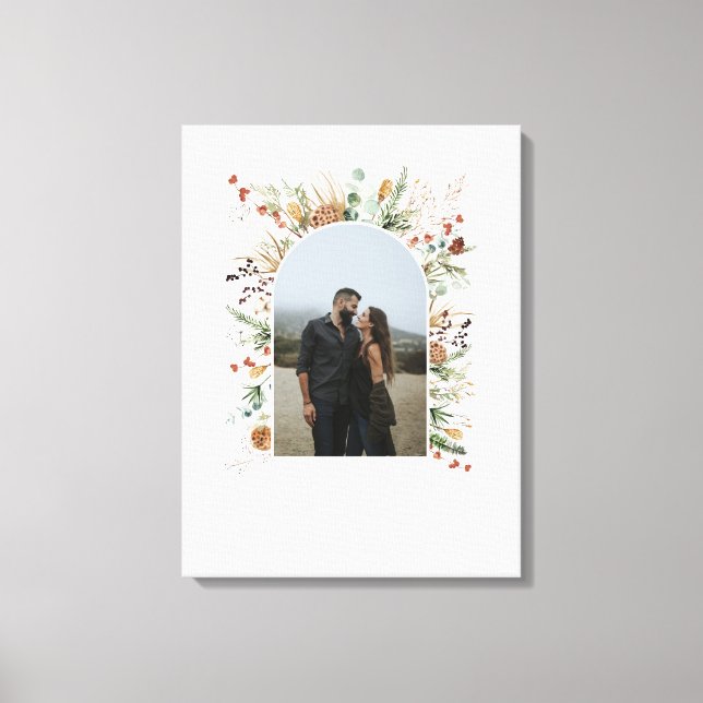 Lienzo Arco de fotos familiares acuarela botánica elegant (Anverso)