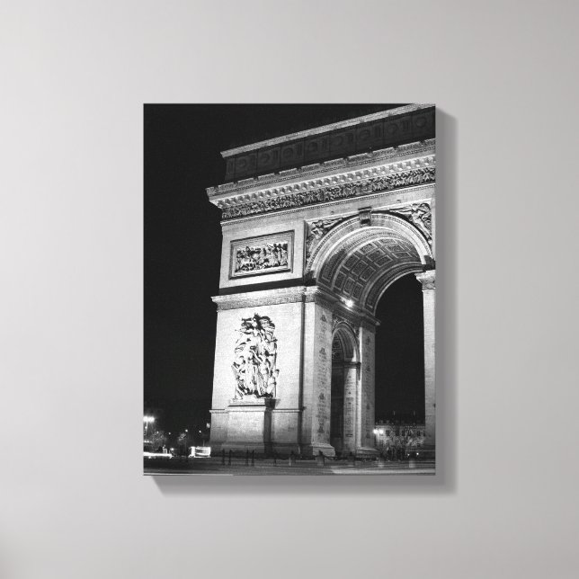 Lienzo Arco de Triunfo de noche en París (Anverso)