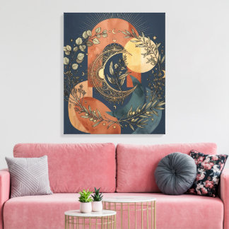 Lienzo Arco Dorado de Luna y Sol Celestiales