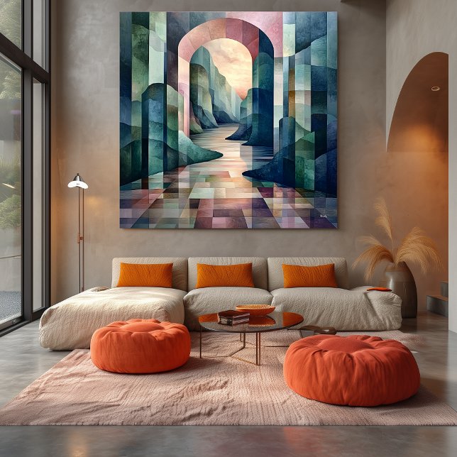 Lienzo Arco geométrico abstracto con río sereno (Subido por el creador)