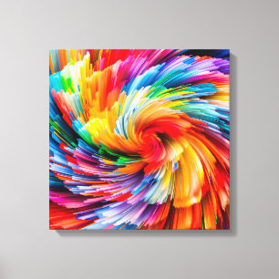 Lienzo Arcoíris Abstracto Tornado Moderno Vibrante