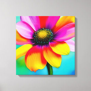 Lienzo Arcoiris Acuarela Flor Rasgo