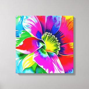 Lienzo Arcoiris Acuarela Flor Rasgo