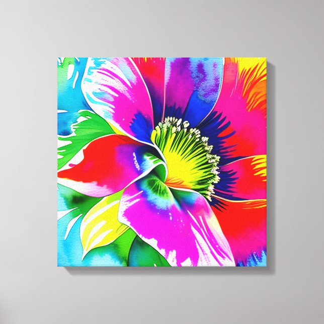 Lienzo Arcoiris Acuarela Flor Rasgo (Anverso)