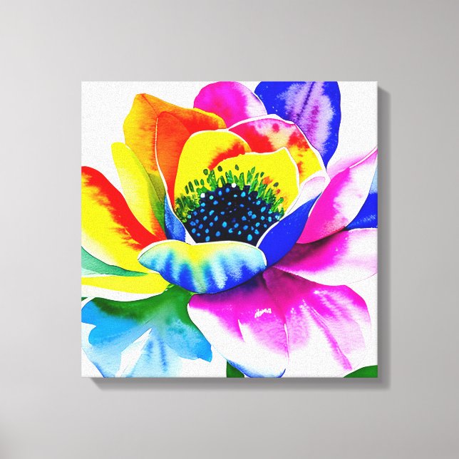 Lienzo Arcoiris Acuarela Flor Rasgo (Anverso)