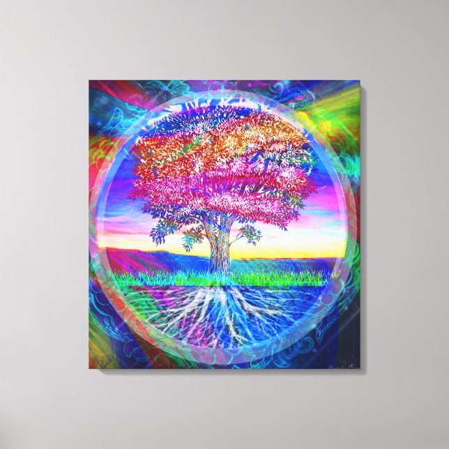 Lienzo Arcoiris del árbol de la vida (Anverso)