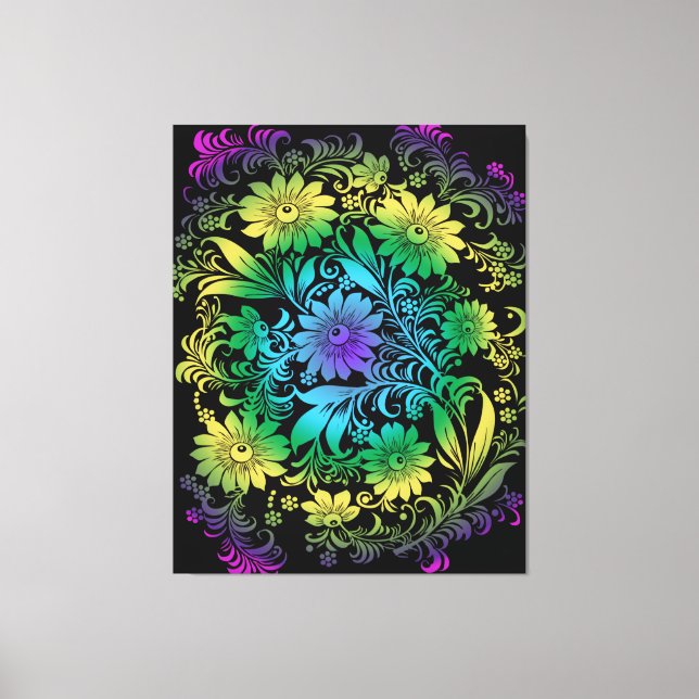 Lienzo Arcoiris floral Art Deco (Anverso)